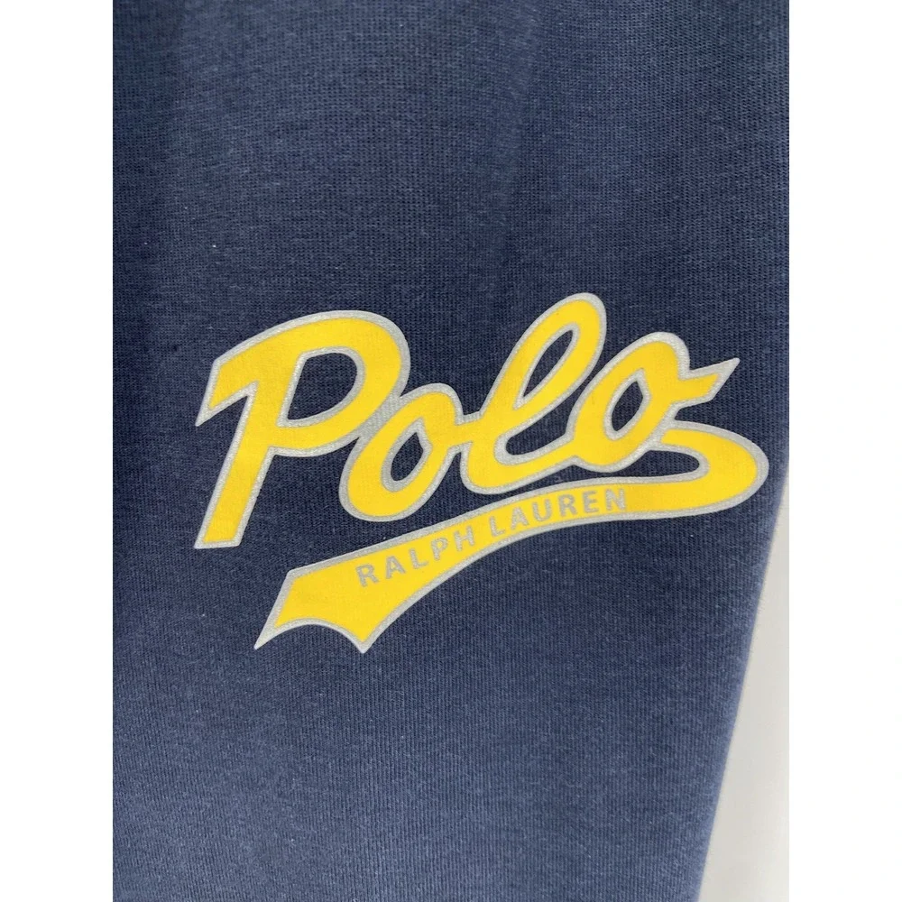 Polo Ralph Lauren Pants Mens Large Blue Logo Jogger Sweatpants Stripe Athletic‎